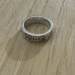 Gucci Ghost Ring 6mm Aureco Black Finish in Sterling Silver Size US 7 MRSP $310
